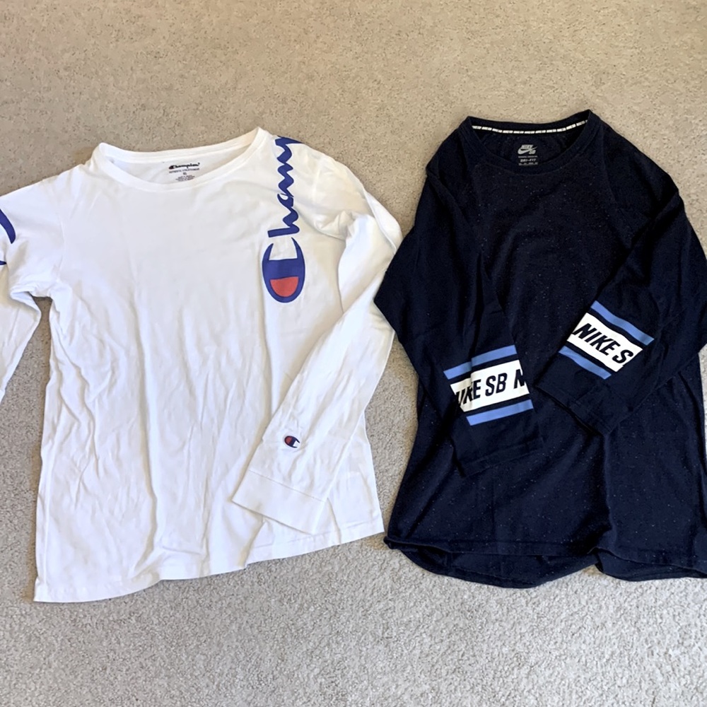Boys champion and Nike long sleeve T-shirt’s